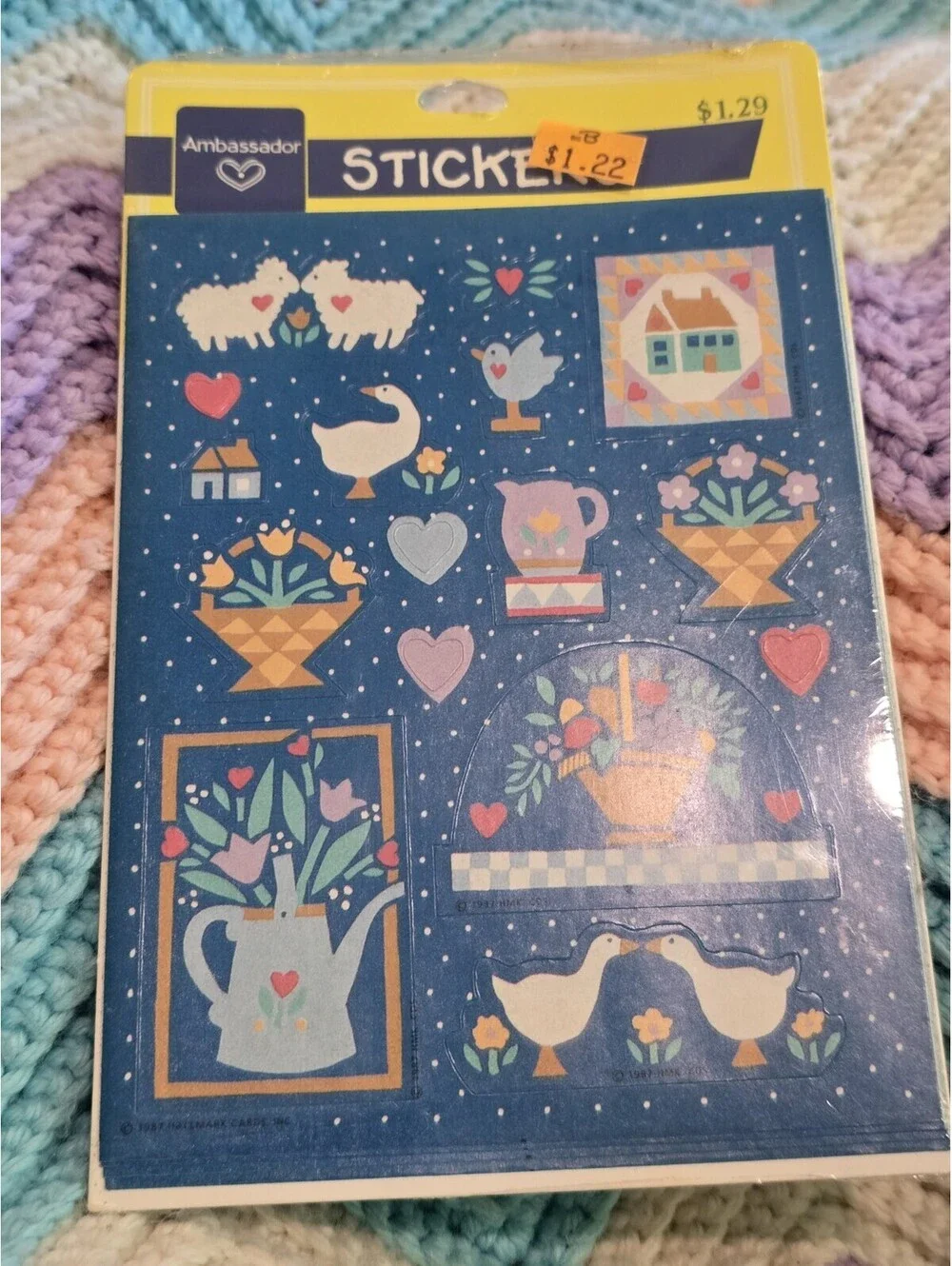NOS  1987 Hallmark Country Geese Stickers / sheep/ cottage core/ flowers/ goose